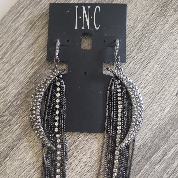 NWt INC 🌙🌚 Moon-Celestial Earrings Jewelry~`• Silver/Black - Picture 1 of 4